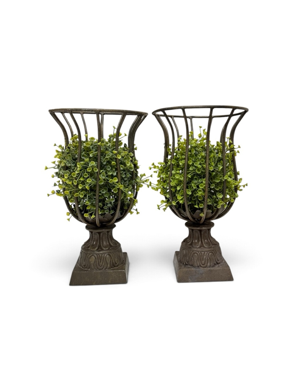 Vintage Rustic Elegance Openwork Metal Urn Pair Candle Holders - Picture 4 of 17